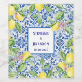 Portugiesische Tiles Lemons Mediterrane Hochzeit Weinetikett (Einzelnes Label)