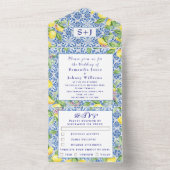 Portugiesische Tiles Lemons Rustikale Initials Wed All In One Einladung (Innen Boden)