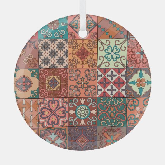 Portugiesische Tiles: Talavera Style Azulejo. Ornament Aus Glas (Vorderseite)