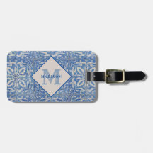 Portugiesische Tiles Vintag Blue White Monogram