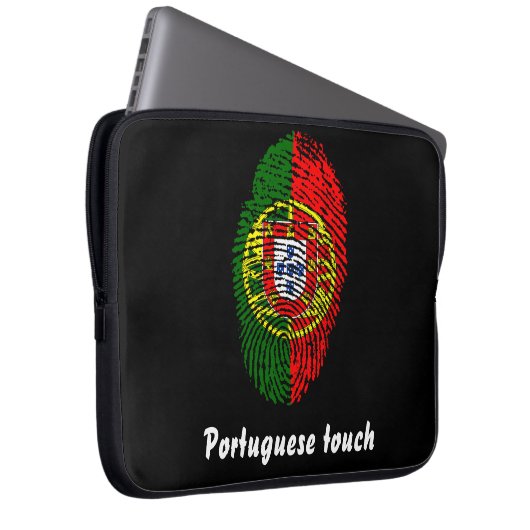 Portugiesische Touchfingerabdruckflagge Laptopschutzhülle (Vorne Rechts)