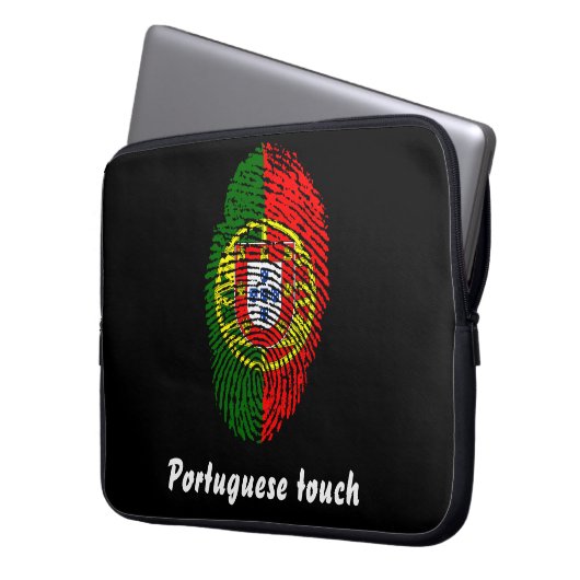 Portugiesische Touchfingerabdruckflagge Laptopschutzhülle (Vorderseite Links)