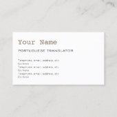 Portugiesische Übersetzer-oder Visitenkarte (Rückseite)