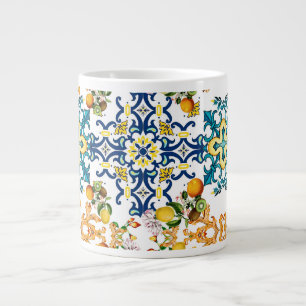 Portugiesische Vintage-Fliesen Kiwi- und Zitronenm Jumbo-Tasse