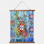 Portugiesische Volkskunst Holz Topped Wall Tapestr Wandteppich Mit Holzrahmen (Vorderseite)