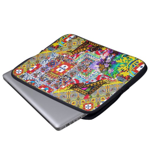 Portugiesische Volkskunst Laptopschutzhülle (Vorne Knopf)