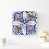 Portugiesische Volkskunst Quadratische Wanduhr (Zuhause)