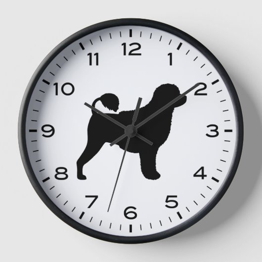 Portugiesische Wasser-Hund-Silhouette Uhr (Vorderseite)