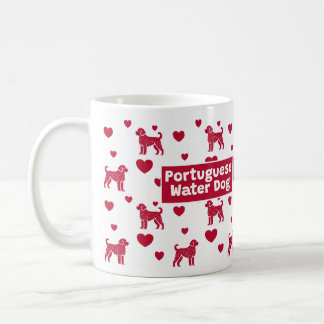 Portugiesische Wasser-Hund-Tasse mit rotem Herzen Kaffeetasse