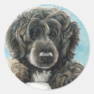 Portugiesische Wasser-Hundeursprüngliche Kunst Runder Aufkleber