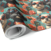 Portugiesische Wasserhunde Herzklopfe Rose Valenti Geschenkpapier (Rolleneckpunkt)