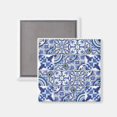 Portugiesische weiß-weiße Fliesen Magnet (Vorderseite/Rückseite)