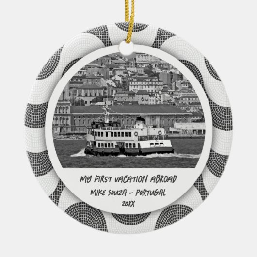 Portugiesische Wellen Kopfstein Erster Urlaub Keramik Ornament (Vorne)