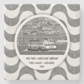 Portugiesische Wellen Kopfstein Erster Urlaub Steinuntersetzer (Vorderseite)