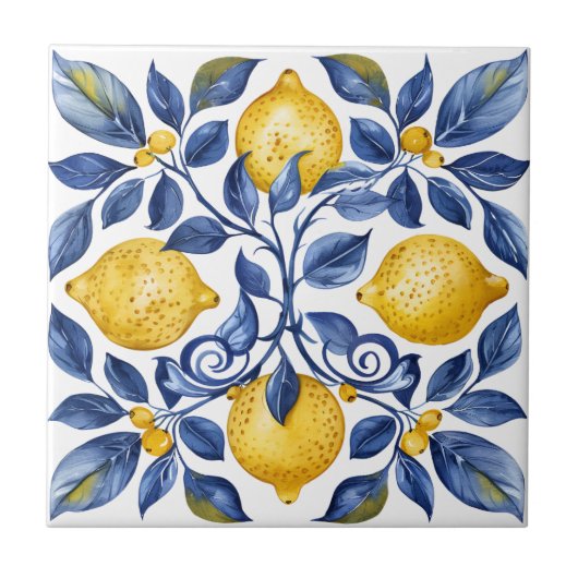 Portugiesische Zitrone Mediterran Fliese (Vorderseite)