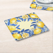 Portugiesische Zitronen auf blau Rechteckiger Pappuntersetzer (angewinkelt)