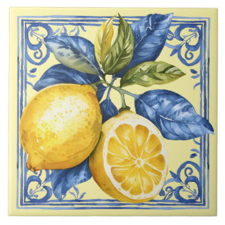 Portugiesische Zitronen und Blau Fliese