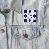 Portugiesischer Azulejo-Geometrisches Muster Knopf Button (Beispiel)