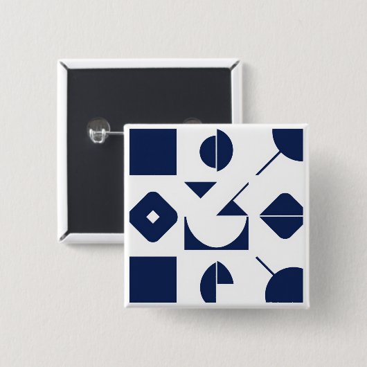 Portugiesischer Azulejo-Geometrisches Muster Knopf Button (Vorne & Hinten)