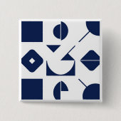 Portugiesischer Azulejo-Geometrisches Muster Knopf Button (Vorderseite)