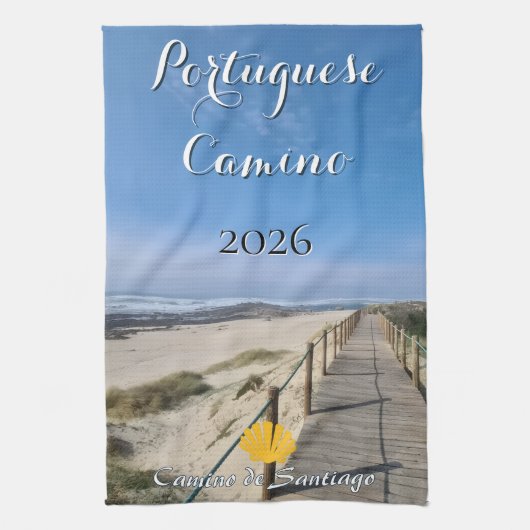 Portugiesischer Camino 2026 Geschirrtuch (Vertikal)