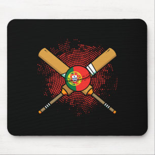 Portugiesischer Cricket-Schläger und Ll-Flagge Por Mousepad