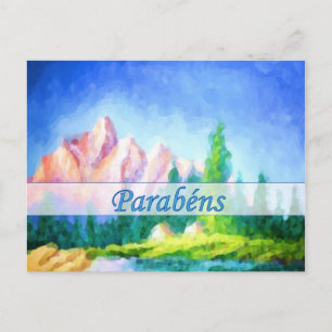 Portugiesischer Geburtstag Pink Mountain Postcard Postkarte