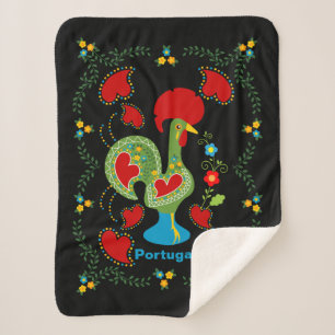 Portugiesischer Glückshahn in grüner Farbe Sherpadecke