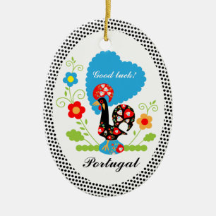 Portugiesischer Hahn des Glücks Keramikornament