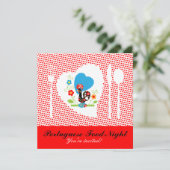 Portugiesischer Hahn mit roten Polka-Punkten Einladung (Stehend Vorderseite)