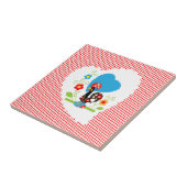 Portugiesischer Hahn mit roten Polka-Punkten Fliese (Seite)