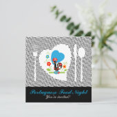 Portugiesischer Hahn mit schwarzen Polka-Punkten Einladung (Stehend Vorderseite)