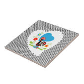 Portugiesischer Hahn mit schwarzen Polka-Punkten Fliese (Seite)