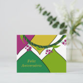 Portugiesischer Happy Birthday Postkarte (Stehend Vorderseite)