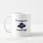 Portugiesischer Insel-Mädchen ~ BlauHydrangea Kaffeetasse (Links)