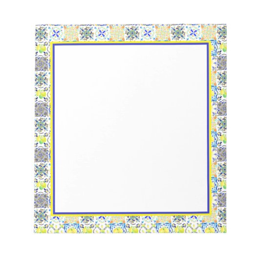 Portugiesischer Majolica Azulejo Mittelmeerlemon Notizblock (Vorderseite)