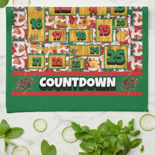 Portugiesischer Podengo Countdown WeihnachtsAdvent Geschirrtuch (Gefaltet)