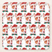 Portugiesischer Podengo Dog Breed Christmas Stars Rechteckiger Pappuntersetzer (Vorderseite)