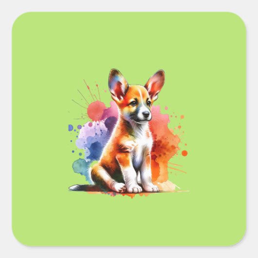 Portugiesischer Podengo Dog Quadratischer Aufkleber (Vorderseite)