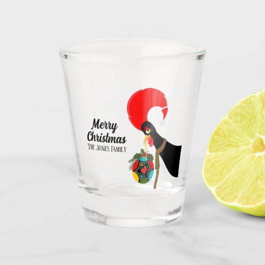 Portugiesischer Rooster Holly Weihnachtsbauble Schnapsglas (Vorderseite)