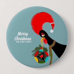Portugiesischer Rooster und heilige Weihnachtsbaub Button
