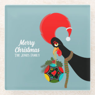 Portugiesischer Rooster und heilige Weihnachtsbaub Glasuntersetzer