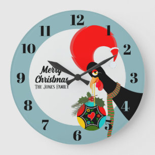 Portugiesischer Rooster und heilige Weihnachtsbaub Große Wanduhr