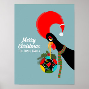 Portugiesischer Rooster und heilige Weihnachtsbaub Poster