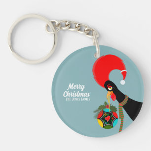 Portugiesischer Rooster und heilige Weihnachtsbaub Schlüsselanhänger