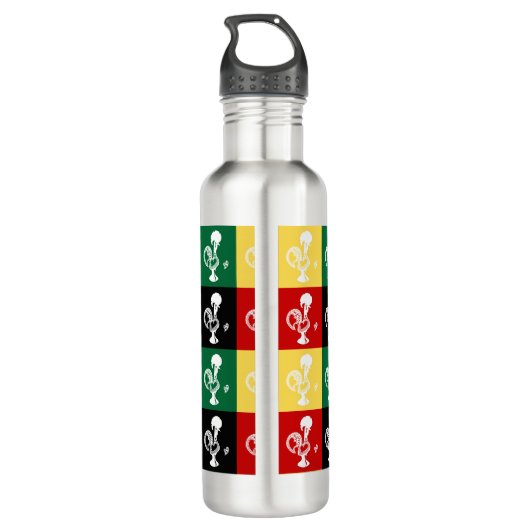 Portugiesischer Rooster von Barcelos farbenprächti Edelstahlflasche (Rückseite)