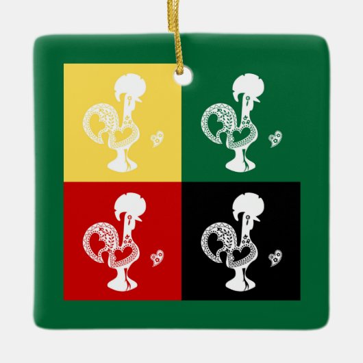Portugiesischer Rooster von Barcelos farbenprächti Keramikornament (Vorderseite)