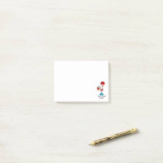 Portugiesischer Rooster von Barcelos in Weiß Post-it Klebezettel (Auf Schreibtisch)