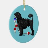 Portugiesischer Wasser-Hundelöwe mit Treiblinie Keramik Ornament (Rechts)