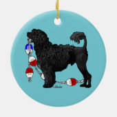 Portugiesischer Wasser-Hundelöwe mit Treiblinie Keramik Ornament (Hinten)